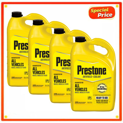 (4 Pack) Prestone Universal Antifreeze + Coolant 50/50 Prediluted 1 Gallon - New