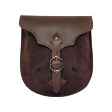 Medieval Leather Belt Bag   Genuine Leather  Suede Utility Pouch for LARP, R...