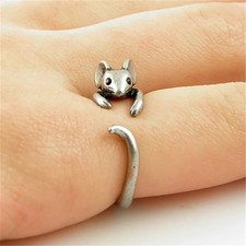 Vintage Mouse Animal Ring Women Antique Silver Gothic Knuckle Finger Jewelry UK