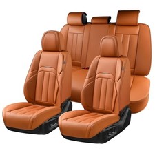Nappa Leather Car Seat Covers Full Set, Luxury Waterproof Seat FullSet Brown
