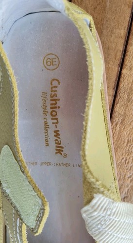 Cushion Walk Size 6E Lime Green Leather Cut Out Rubber Sole Walking Shoe - Picture 8 of 9