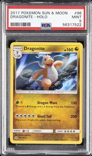 2017 POKEMON SUN & MOON #96 DRAGONITE-HOLO PSA 9