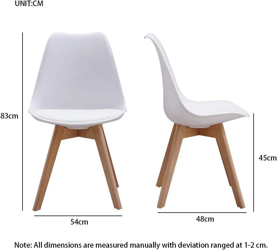 WEISS Set mit 6 Esszimmerstühlen Tulpe Designerstühle Holz Home Office Küche UK - Bild 3 von 4