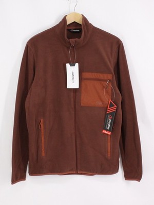 BERGHAUS HERREN ASLAM MICROFLEECE JACKE MUSTER GRÖSSE L DUNKELBRAUN UVP £75 IB