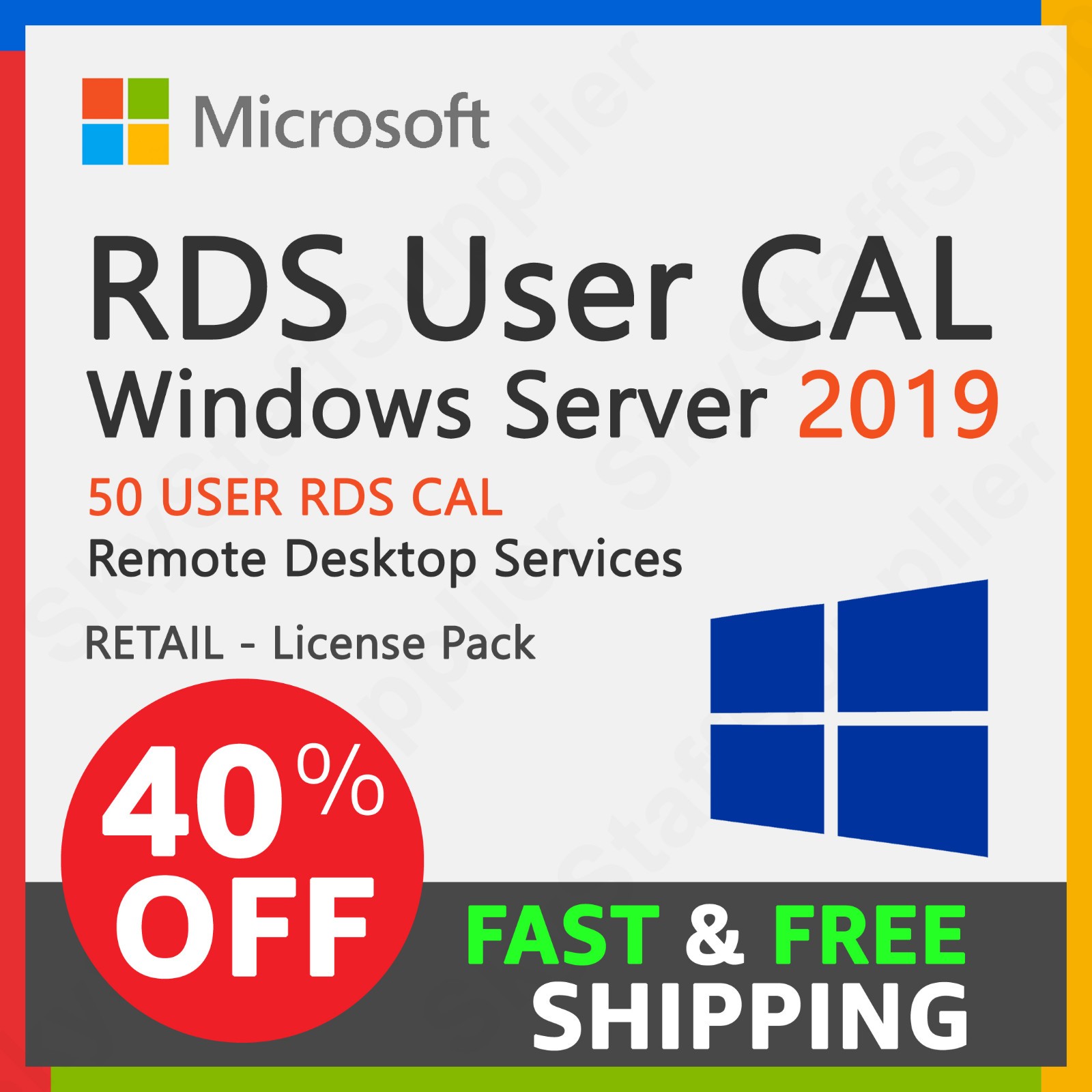Microsoft Windows Server 2019 Remote Desktop 50 User CALs (RDS) NEW