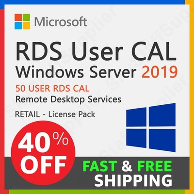 Microsoft Windows Server 2019 Remote Desktop 50 User CALs (RDS), RETAIL NEW PACK