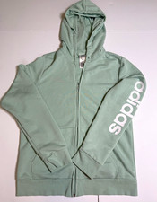 adidas Women  s Mint Green Solid Fleece Full Zip Hoodie Logo Sleeve M