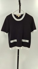 Michael Kors Women Stretch Knit Short-Sleeve Sweater Black S