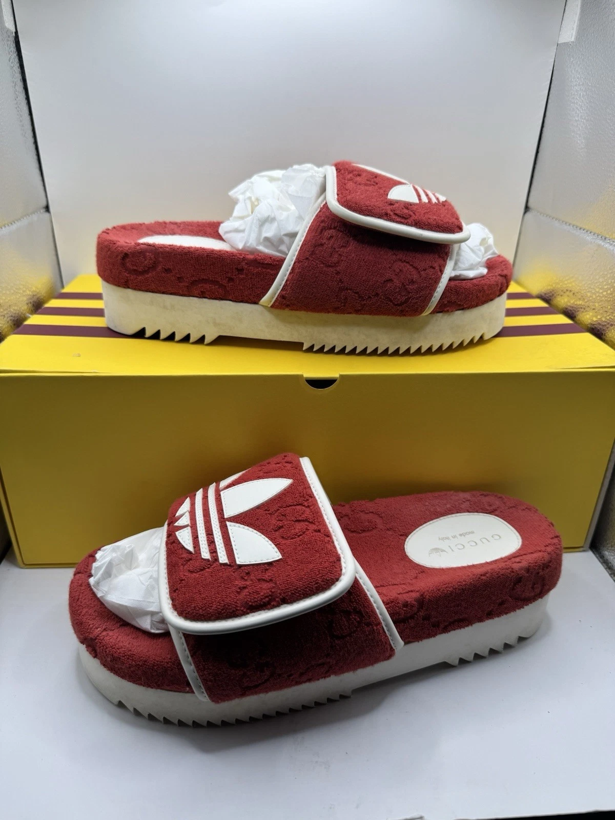 Adidas x Gucci 702398 scarpa sandali slide da donna rosso taglia euro 39 (US 9)