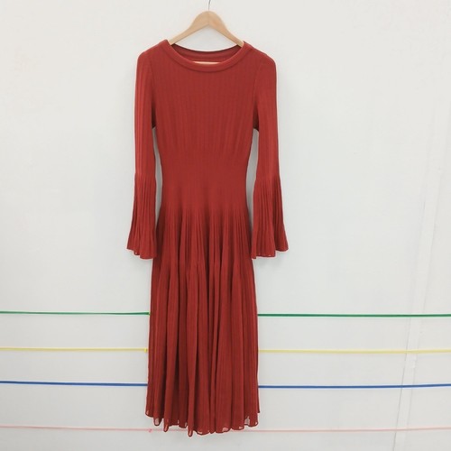 Alaia Paris Dress Size S Red Ribbed Knit Maxi Style Women's RMF03-EH
