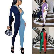 Women's Sexy Comfy Party Long Sleeve Bodycon One Piece Jumpsuit Romper Clubwear