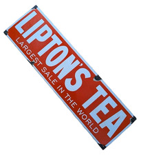 LIPTONS TEA Enamel Sign - Metal Bar Restaurant Advertising Cafe Bistro Pub Decor