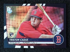 2023 Topps Big League Rare Blue Foil Black Foil 23/25 Triston Casas #256 1v3