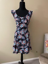 AQUA Womens Floral Dress Size M Made In USA