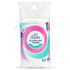 Lil Lets Cotton Wool Oval Pads 50 Count Certified Organic 100% Pure Cotton Wool