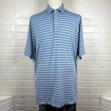 FootJoy Polo Shirt Mens Large Blue Striped Athletic Fit Golf Performance Summer