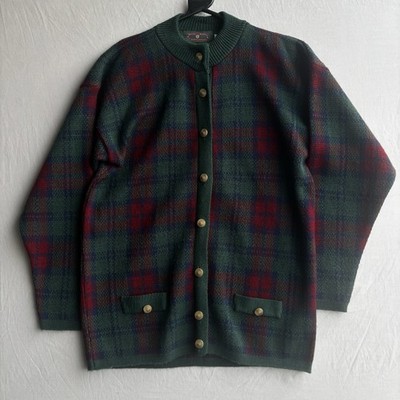 Murray Brothers Hawick Scotland Tartan Strickjacke grün rot Gr. S/M Vintage Style