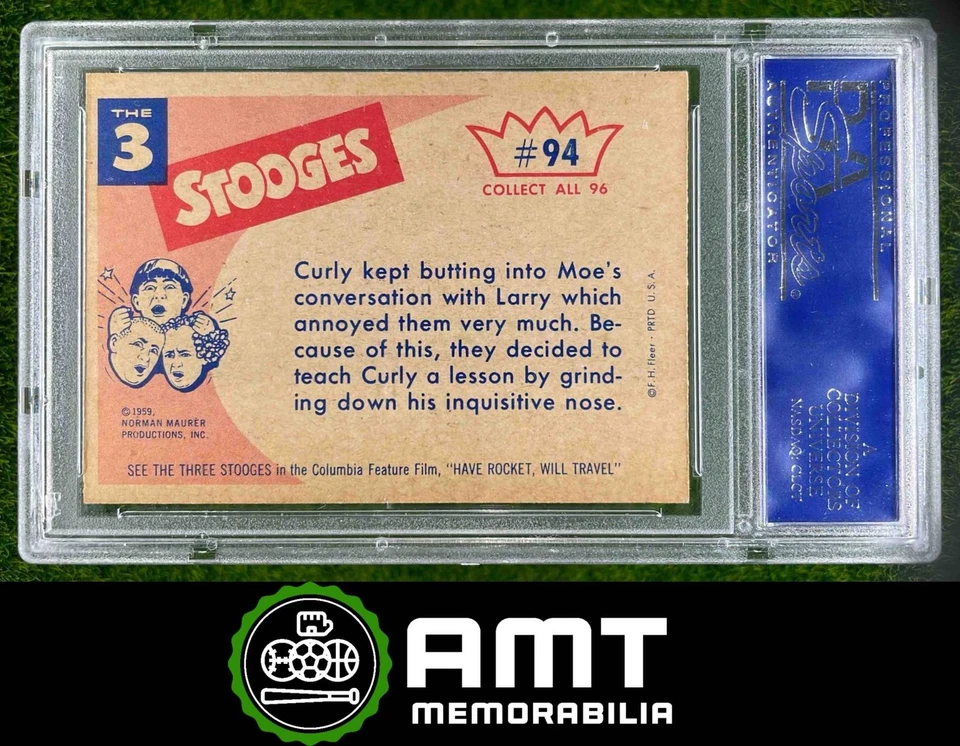 32333 1959 Fleer The Three Stooges #94 I tell you your nose is too long! PSA 8 - Image 2 of 3