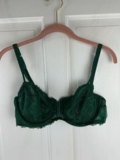 Auden 36C Green Lace Sheer Unlined Underwired Balconette Bra EUC
