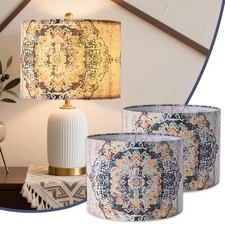 Fabric Round Drum Lamp Shades, 13x13x10in Moroccan Trellis Lamp Shades, Boho ...