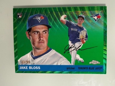 2025 Topps Chrome Platinum #331 Jake Bloss Green Wave Refractors #/99 Blue Jays