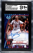 2024 Bowman U Chrome ACE BAILEY Black/Blue Stealth #99/100 SGC 9 Autograph 10