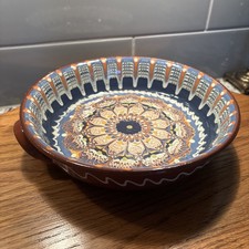 Vintage Bulgarian Redware Art Pottery Bowl Di...