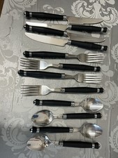 Silverware With Black Handles Set Of 4 Butter Knifes Forks And Spoons