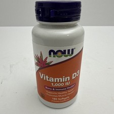 NOW Foods Vitamin D3 High Potency 1000 IU, 180 Softgels, BB 02/30