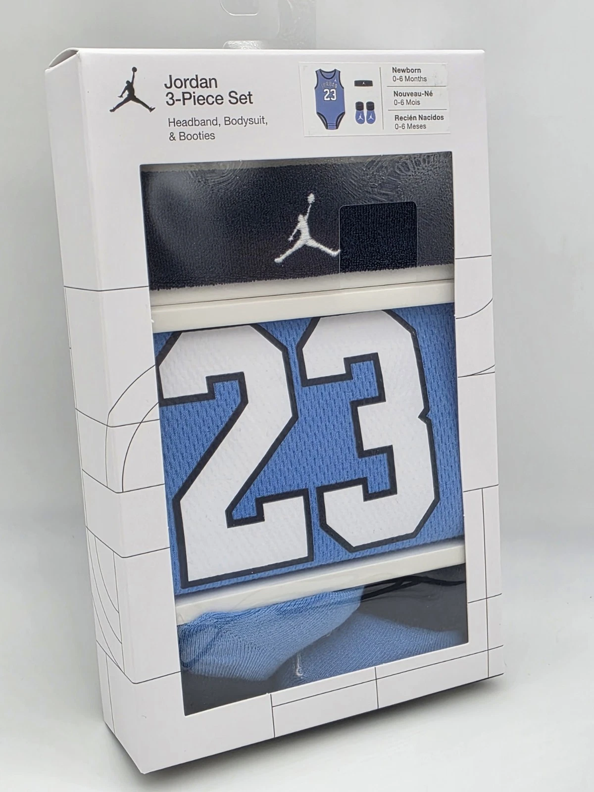 3 Piece Nike Jordan Baby Boys Outfit / Gift 0-6 Months, Jersey Headband BLUE B26