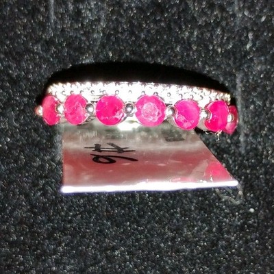 Silver Ruby Band Ring Round Natural Prong Setting 0.75 GTW Size 6 925