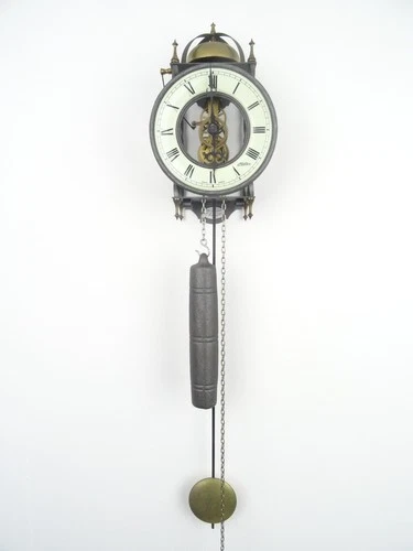 German Vintage HALLER Design Mid Century 8 day Skeleton Clock (Hermle era)