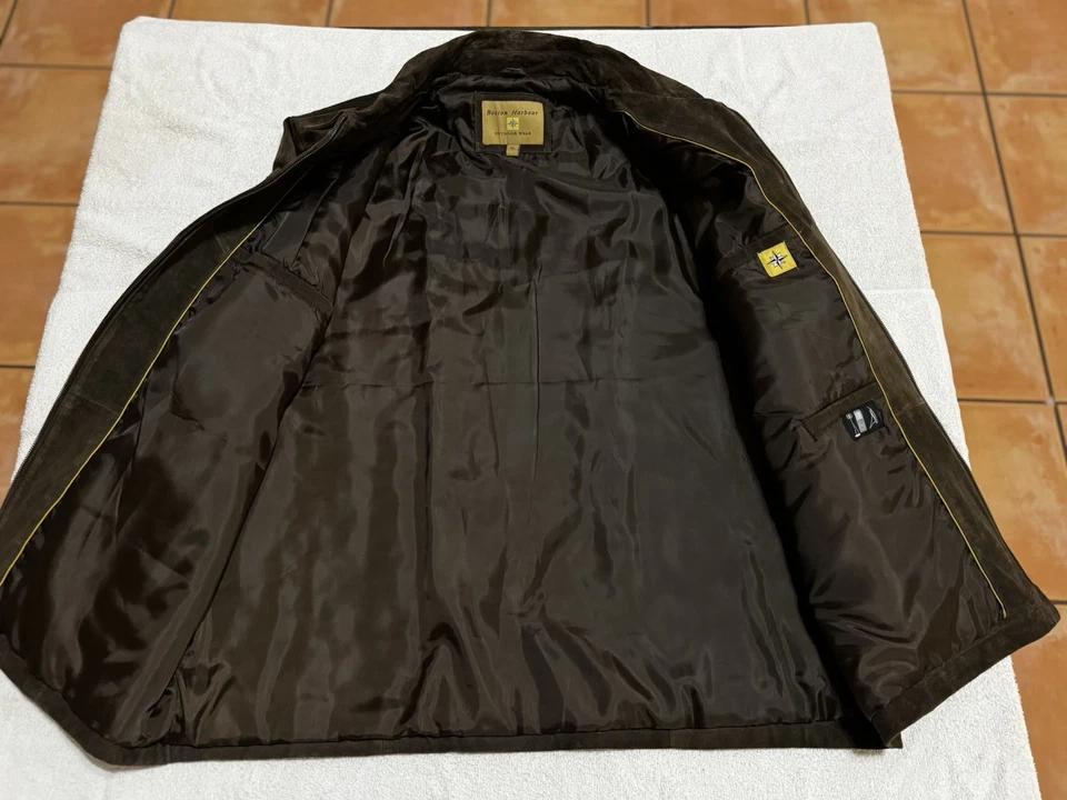 Мужская Xl Boston Harbor коричневый кожаный Bomber куртка совершенно новый с ярлыками - Изображение 4 из 4