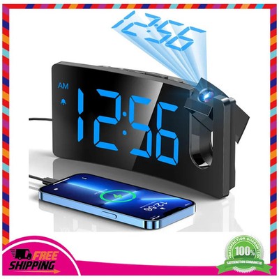 GOLOZA Digital Projection Alarm Clock 180 Rotatable Projector USB Charger LED