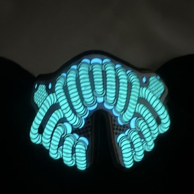 Glow in the Dark LED Face Mask Adjustable Adult Unisex Halloween Black Green