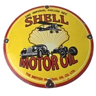 Vintage Shell Gasoline Sign - Gas Pump Porcelain One Gallon Motor Oil Sign