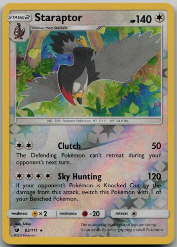 Staraptor Reverse Holofoil 83/111 Rare SM - Crimson Invasion LP Pokemon