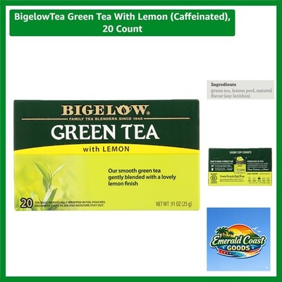 Bigelow Green Tea with Lemon - 20 Gluten-Free Tea Bags for Energy & Relaxation