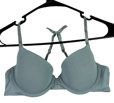 Auden The Everyday Bra Size 34B Racerback Demi Bra Green Lightly Lined Underwire