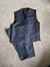 Men’s Next Tailoring Navy Wool Suit Waistcoat And Trousers Combo 42R & 36”