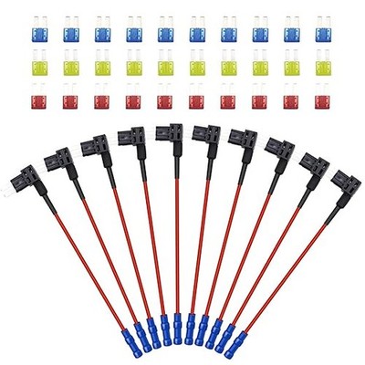 10 Pack 12V Car Add-A-Circuit Fuse Tap Adapter Piggy Back Micro Micro 2 APT ATR