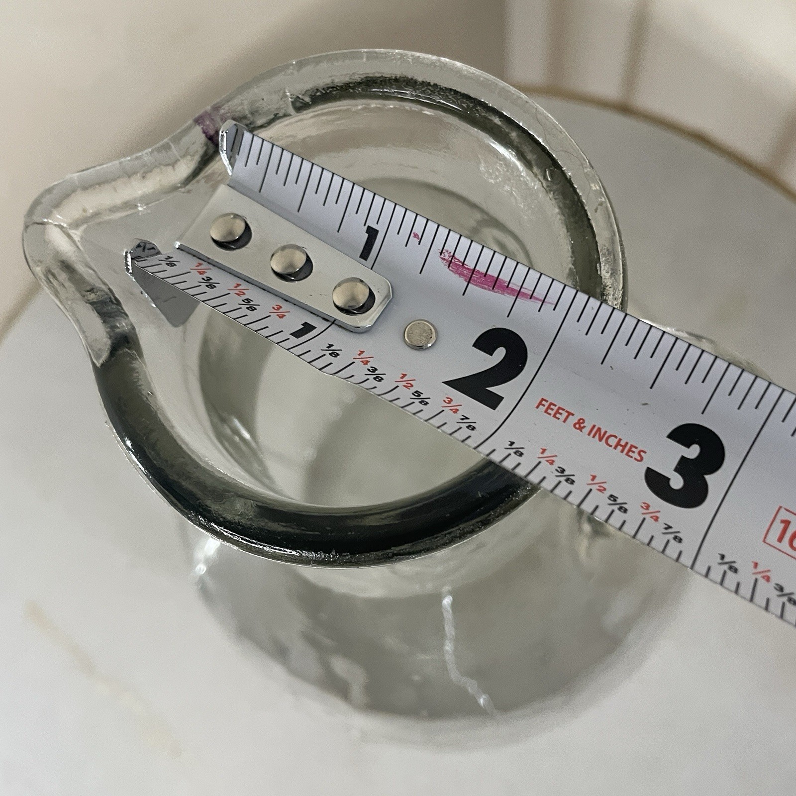 VTG 30s White House Vinegar Ribbed Glass Pitcher Jug Leaf Pattern #679-7 Handle