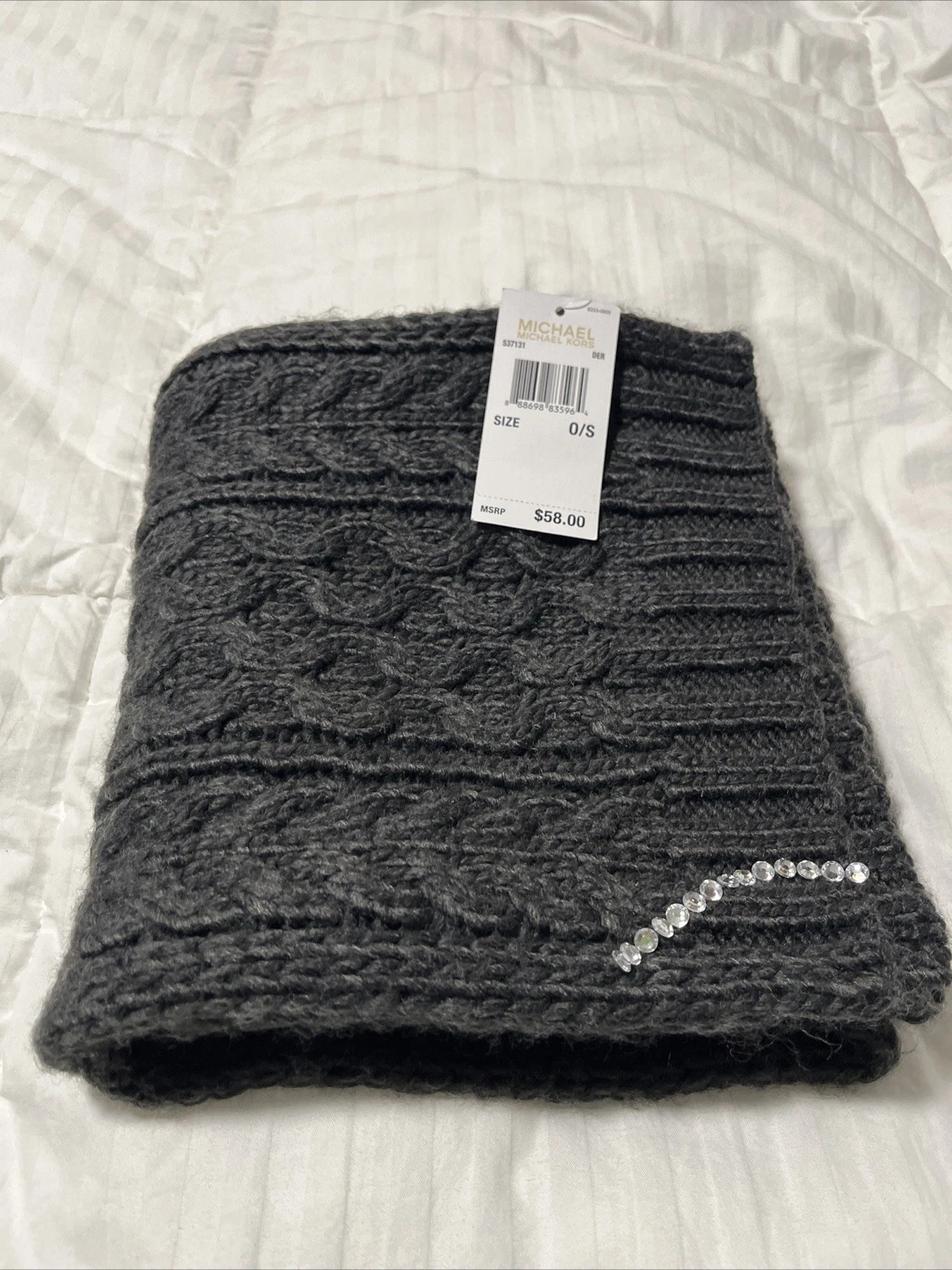 Michael Kors Cable Knit Scarf Derby Grey 537131 New! NWT