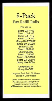 8-pack of UX-5CR Fax Refills for Sharp UX-255 UX-A255 UX-260 UX-A260 UX-CL220