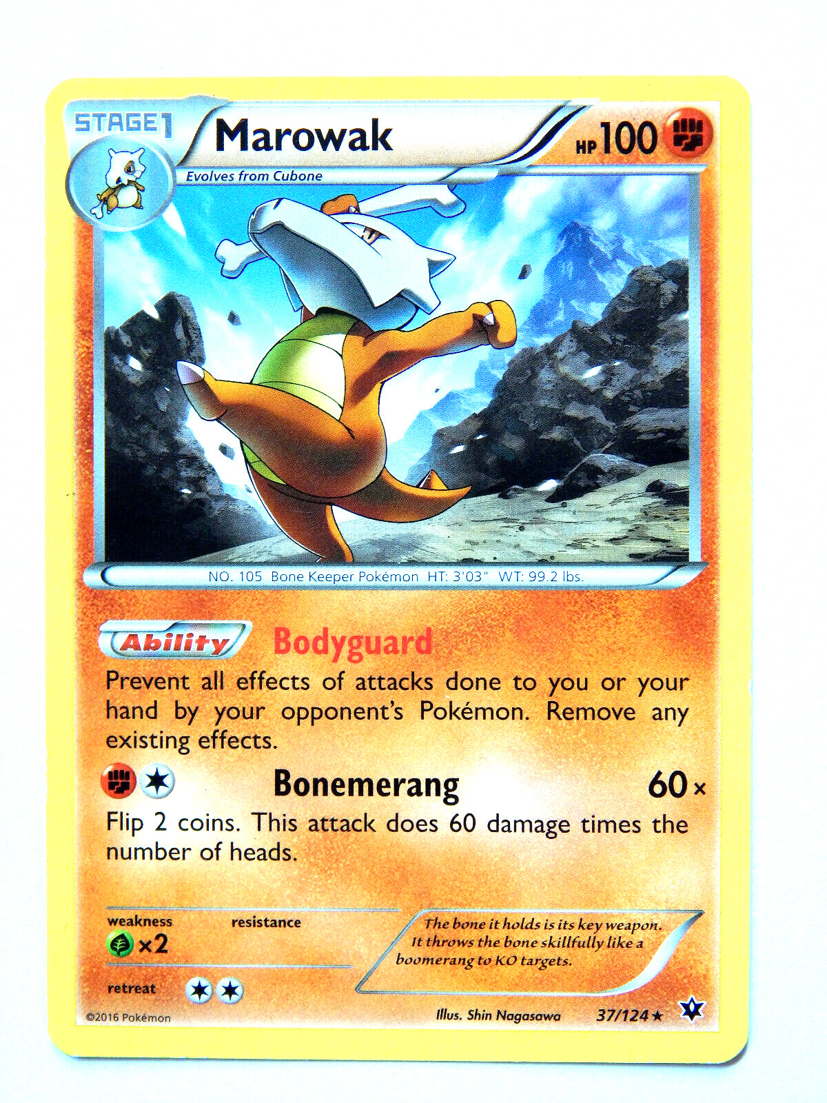 Marowak 37/124 (LP, Pokemon Card, Fates Collide, 2016, Fighting, Rare)