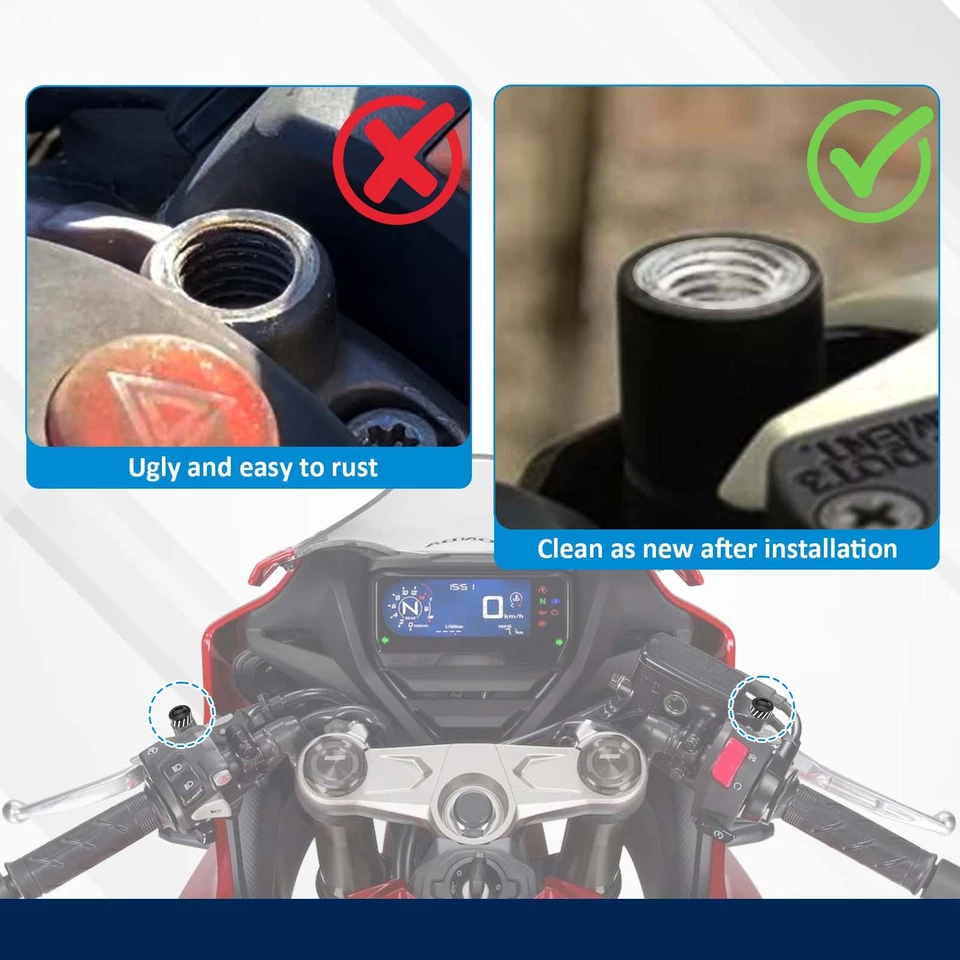 Tapón de aluminio con orificio para espejo retrovisor moto M10X1.25 3 piezas para Honda CRF250 CBR600RR Foto 4 de 4