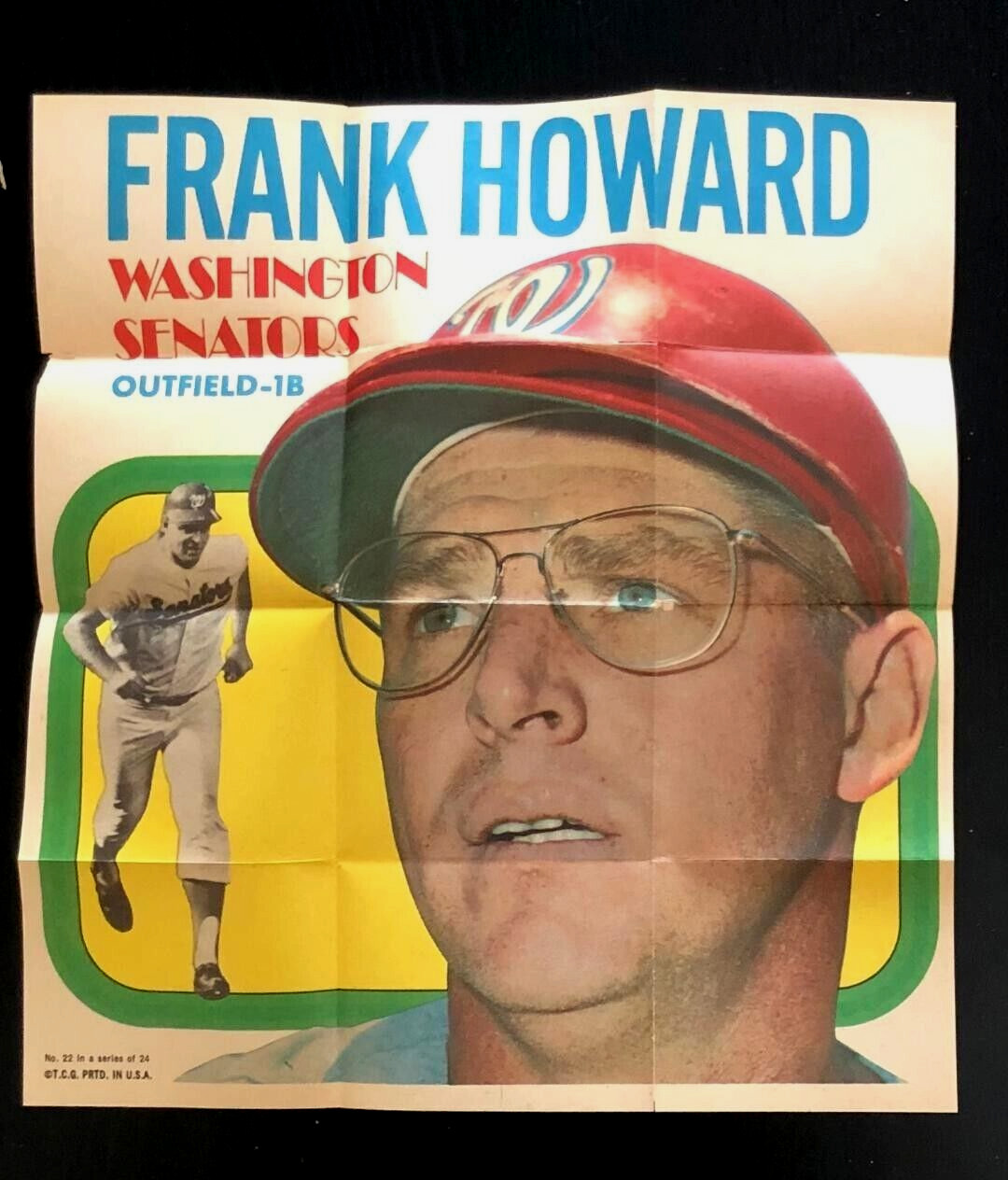 1970 Topps Poster #22 of 24 Frank Howard Washington Senators - Excellent