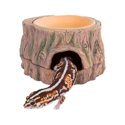 3 in 1 Reptile Hide Cave with Detachable Base & Humidity Dish Essential Tank ...