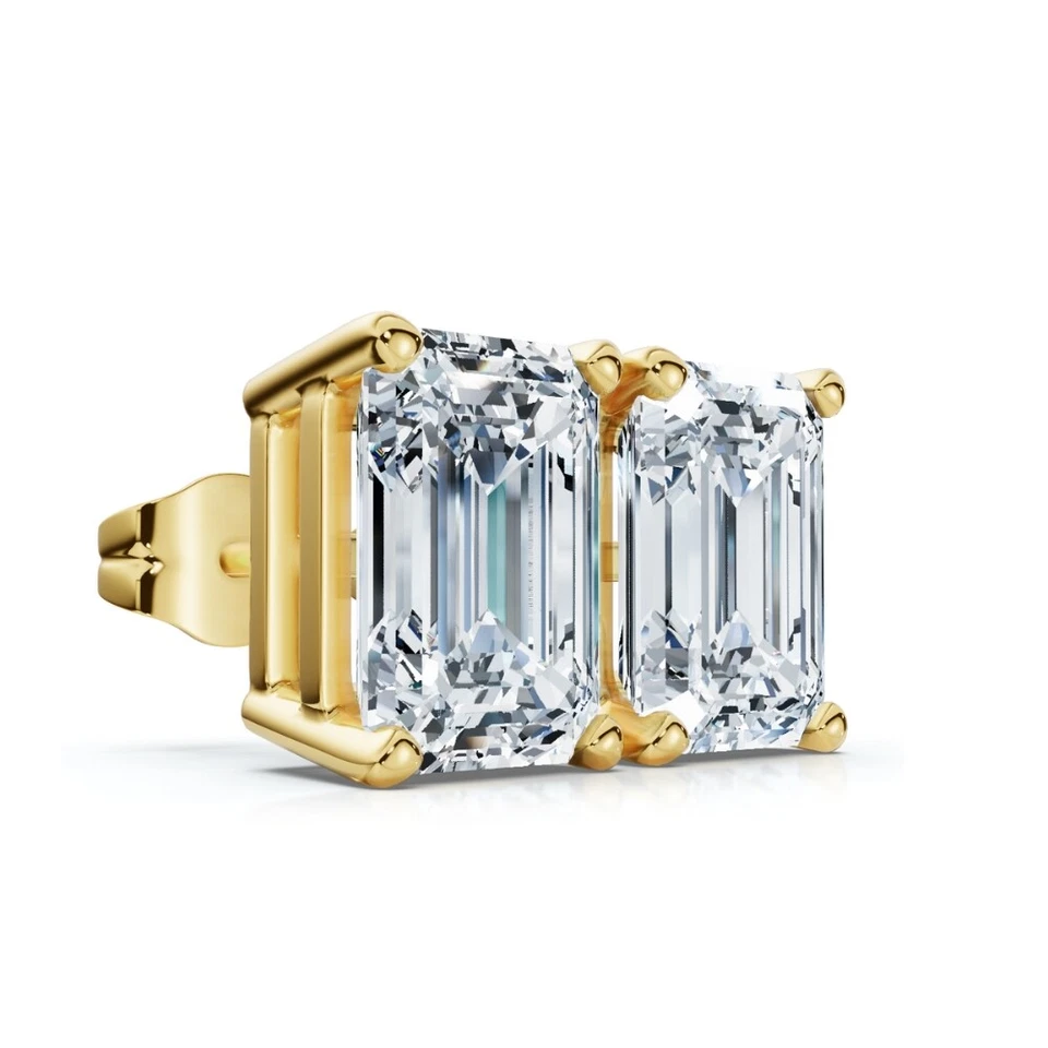 Tachuelas de diamantes talla esmeralda de 2 quilates TW de oro de 14 k cultivadas en laboratorio