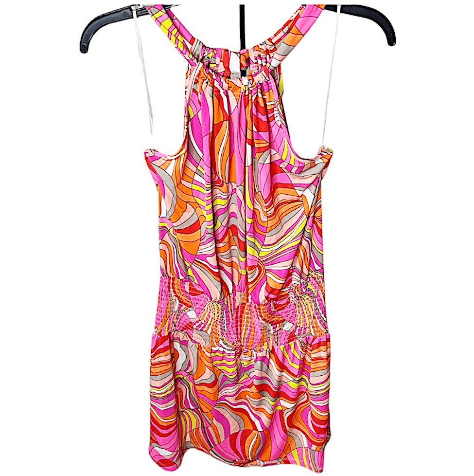 Trina Turk Women's Juju Halter Neck Dress/Swim Cover Up Bright Floral  Ruched Sma | eBay